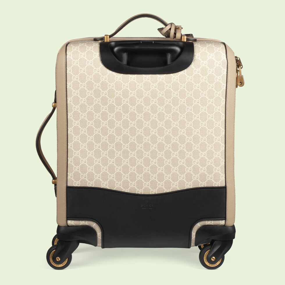 Gucci Savoy Small Cabin Trolley In Beige And White GG Supreme GUCCI