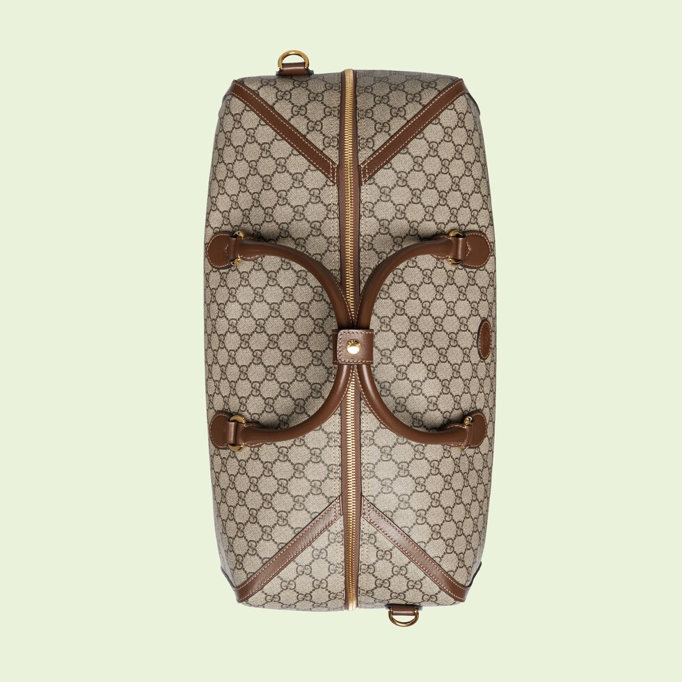 Bolsa De Viaje Grande Con Gg En Gg Supreme Beige Y Bano Gucci Gr