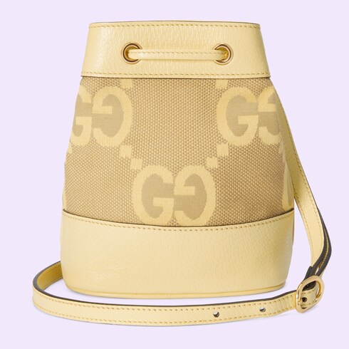 Ophidia Jumbo Gg Mini Bucket Bag In Camel And Banana Canvas Gucci Th