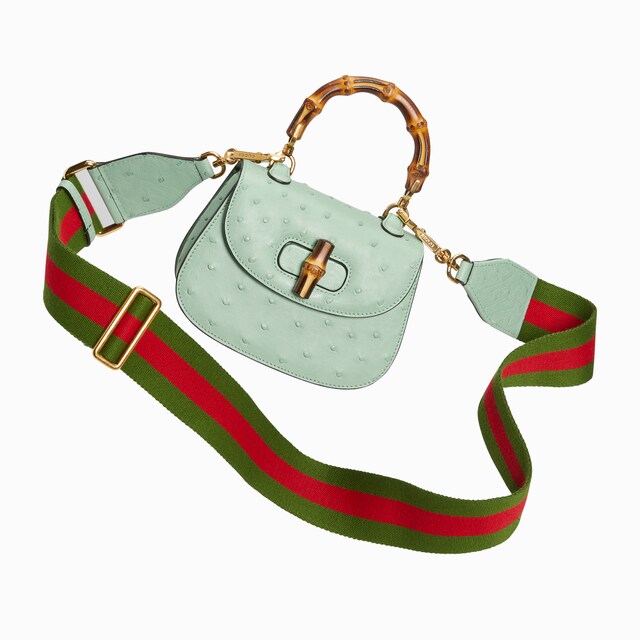 حقيبة Gucci Bamboo 1947 الصغيرة جداً من جلد النعامة