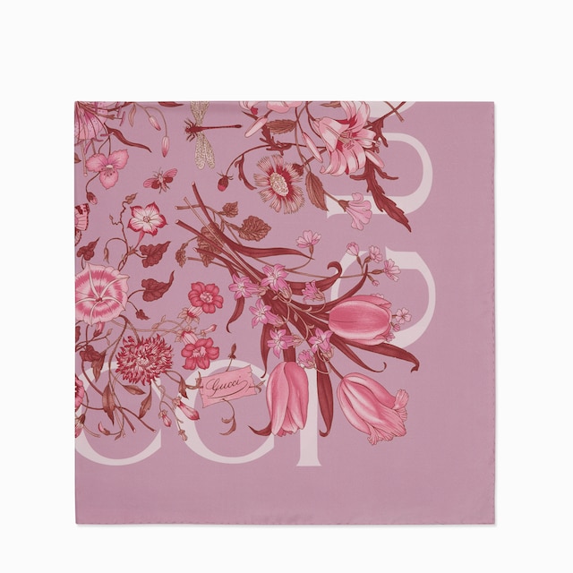 Carré Flora en twill de soie à imprimé