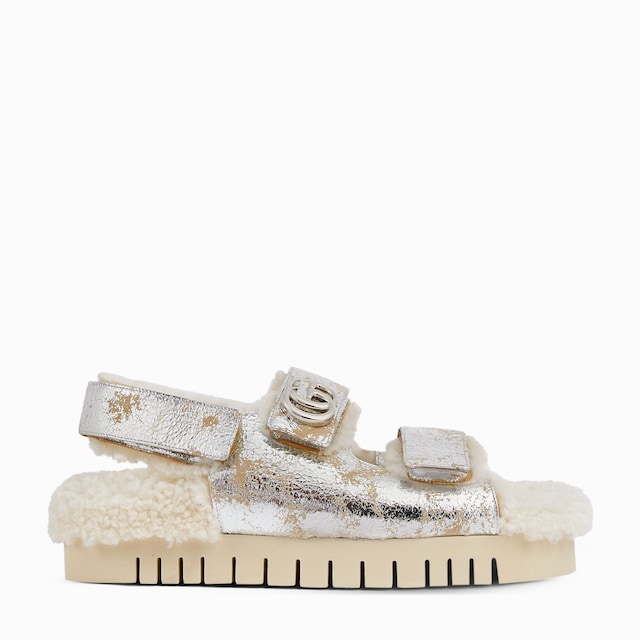 Sandalia de piel con Doble G para mujer