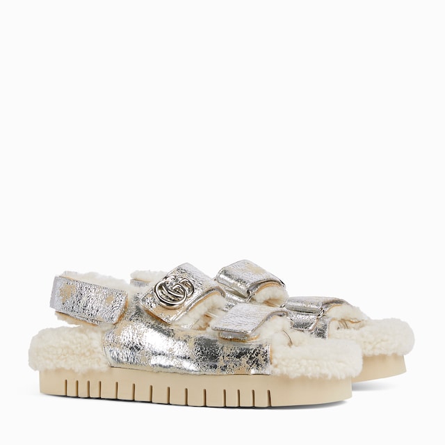 Sandalia de piel con Doble G para mujer