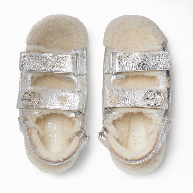 Sandalia de piel con Doble G para mujer