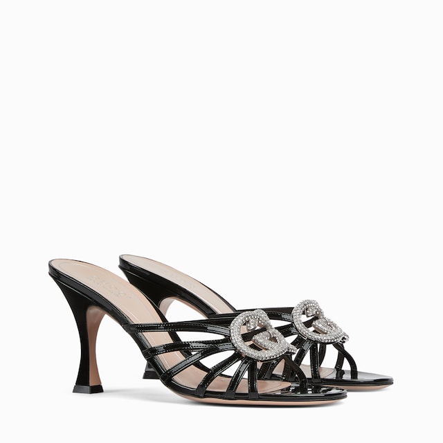 Women's slide sandal with crystal Interlocking G