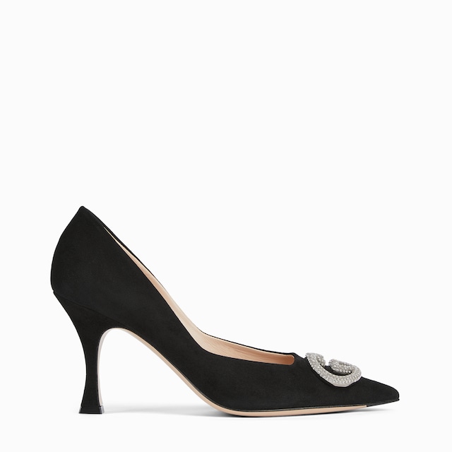 Women's pump with crystal Interlocking G