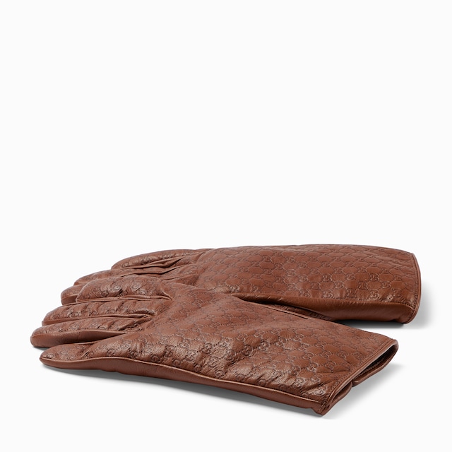 Embossed GG leather gloves