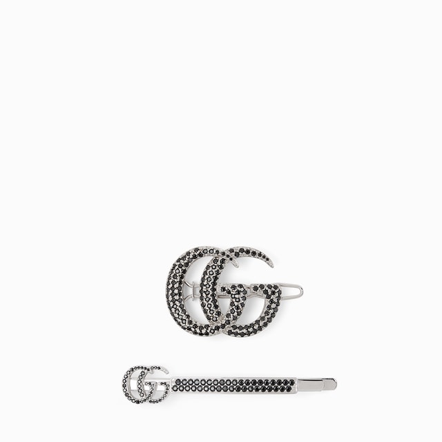 クリスタル付き ダブルG ヘアクリップ セット