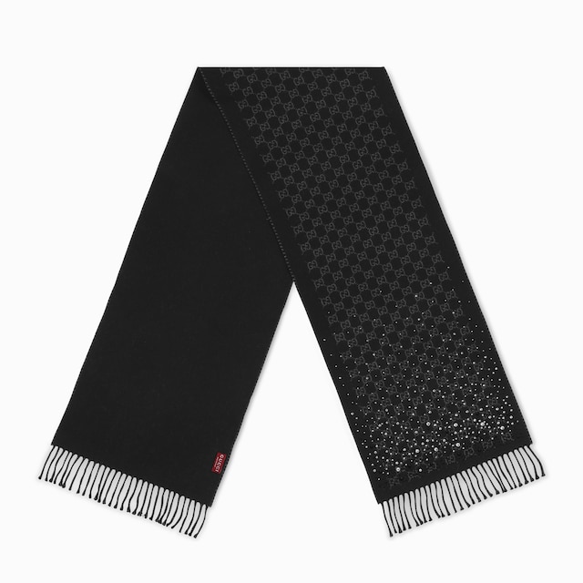 크리스털 장식의 GG 울 스카프