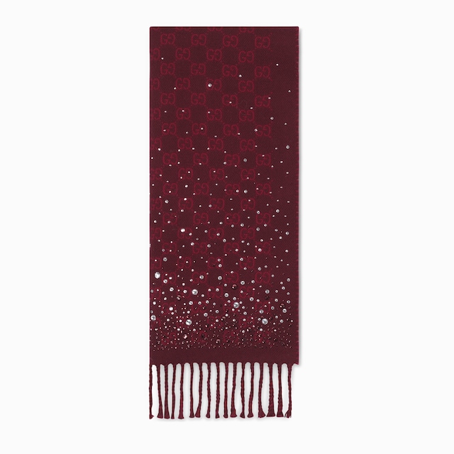 크리스털 장식의 GG 울 스카프