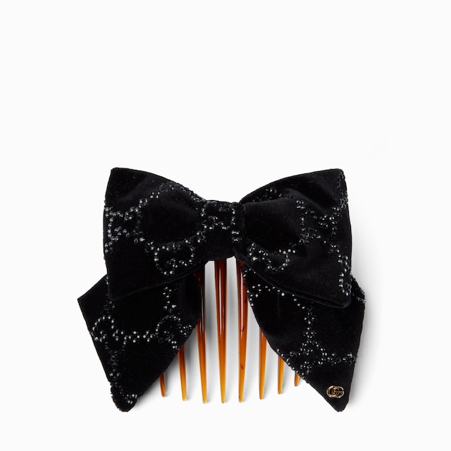 クリスタル付き ソフトベルベット ヘアクリップ