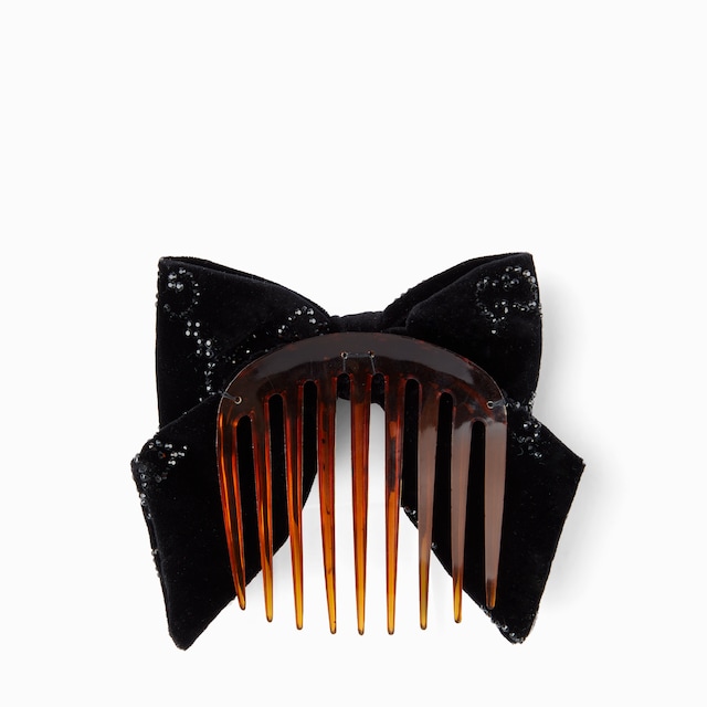 クリスタル付き ソフトベルベット ヘアクリップ