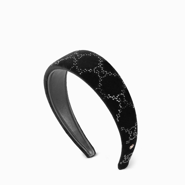クリスタル付き ソフトベルベット ヘアバンド