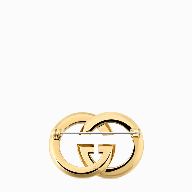 〔グッチ インターロッキング〕クリスタル ブローチ