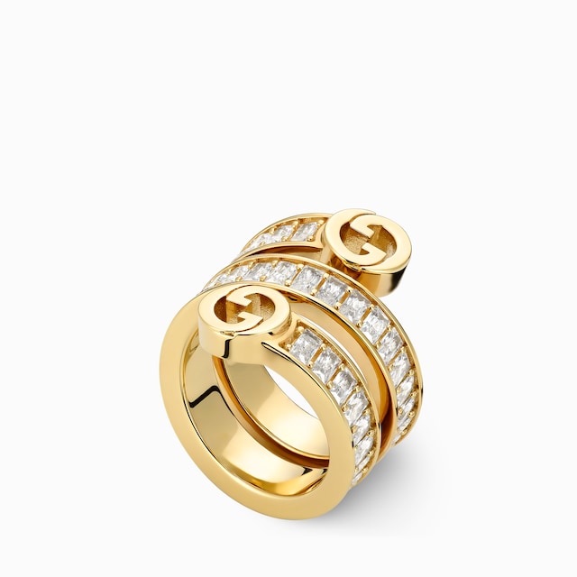 〔グッチ ブロンディ〕クリスタル スパイラル リング