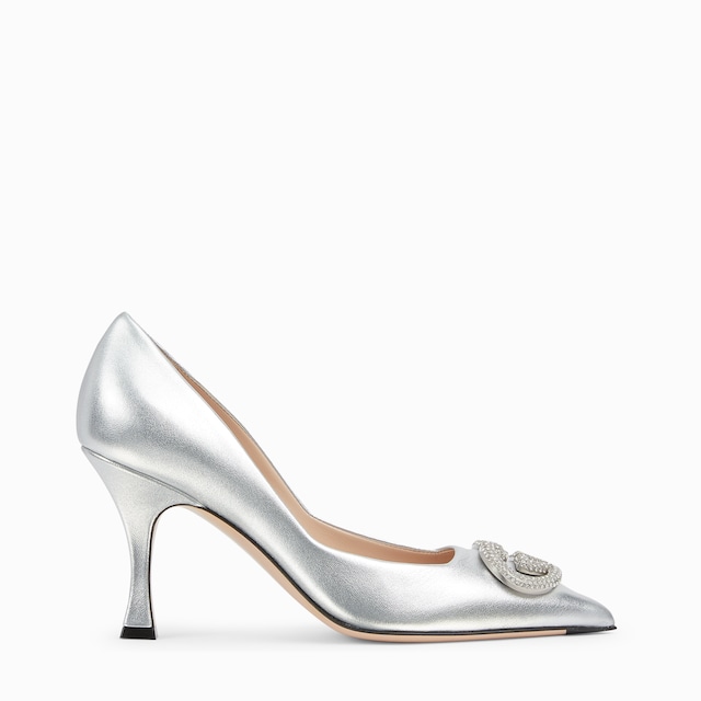 Women's pump with crystal Interlocking G