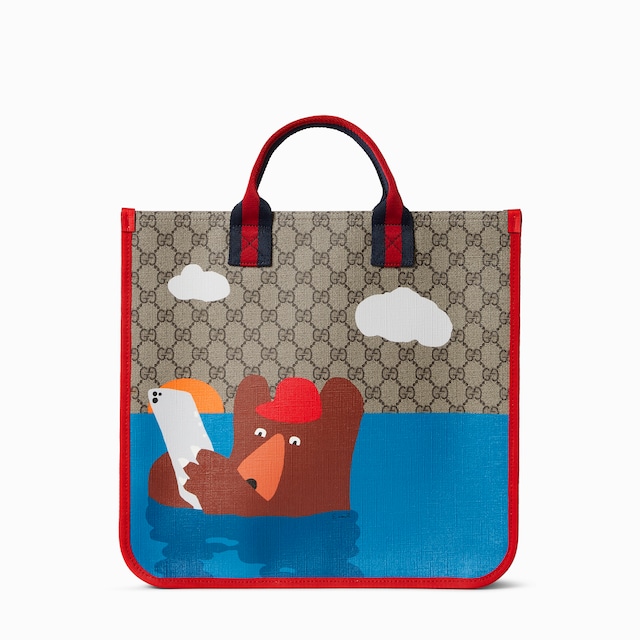 Children's printed GG tote bag