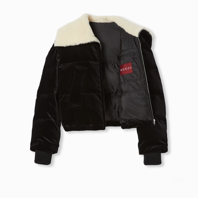 Wattierte Bomberjacke aus Baumwollsamt