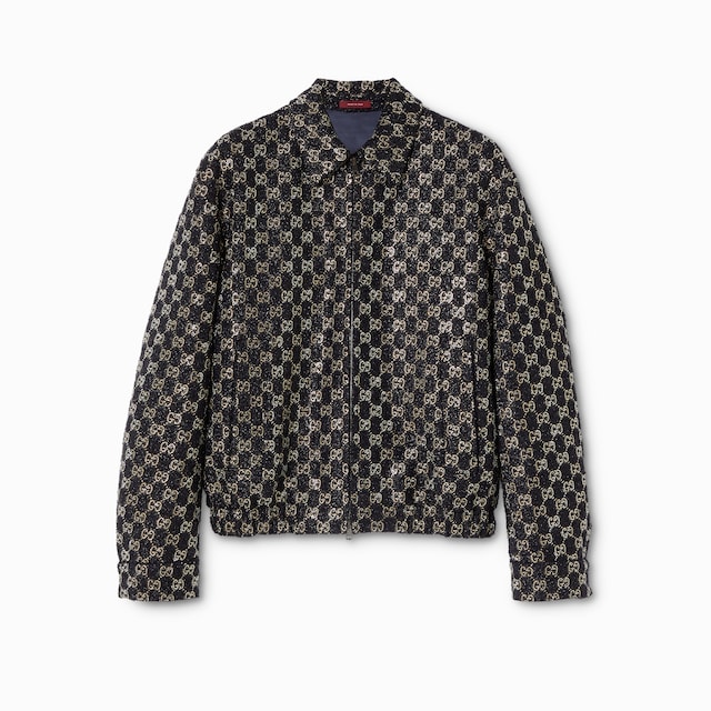 Embroidered wool tweed lamé jacket