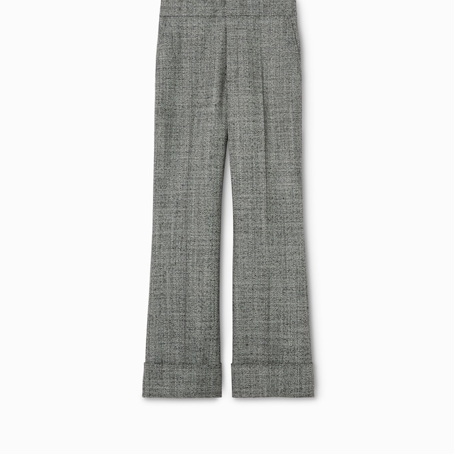 Wool grisaille pants with embroidery