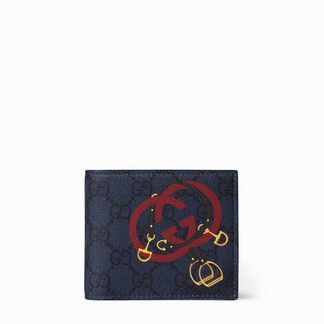 محفظة ثنائية الطيّة بنقش GG مع طبعة