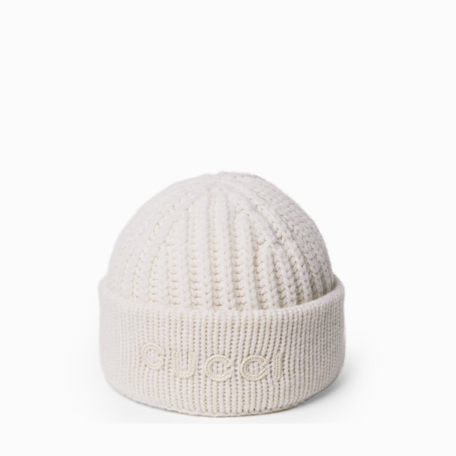 エンブロイダリー付き ウールカシミア キャップ