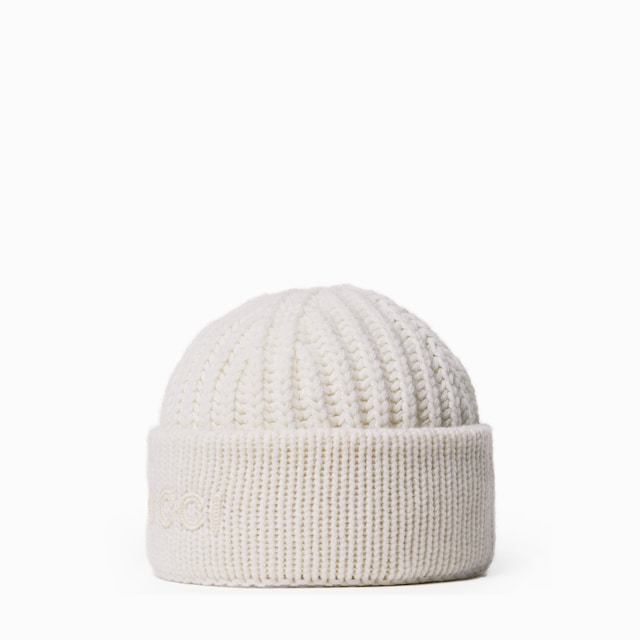 エンブロイダリー付き ウールカシミア キャップ