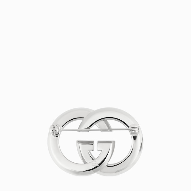 クリスタル付き インターロッキングG ブローチ