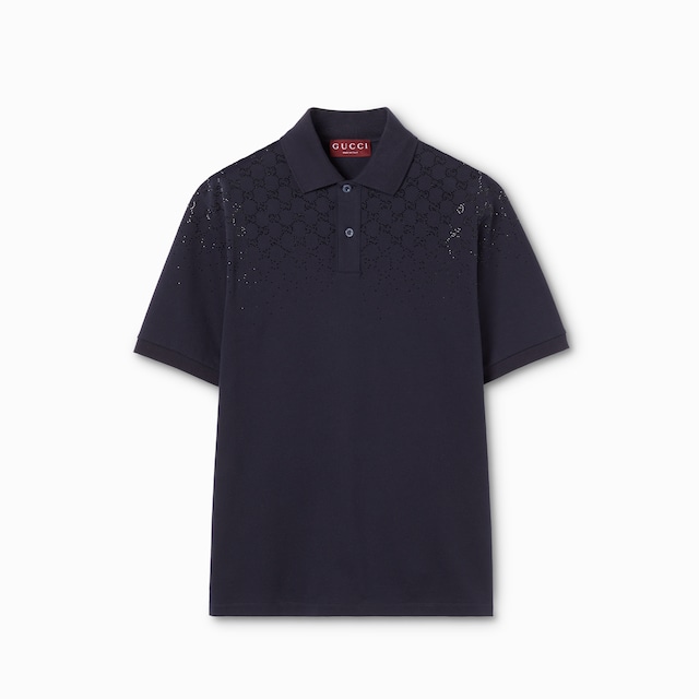 Cotton piquet polo shirt with crystals