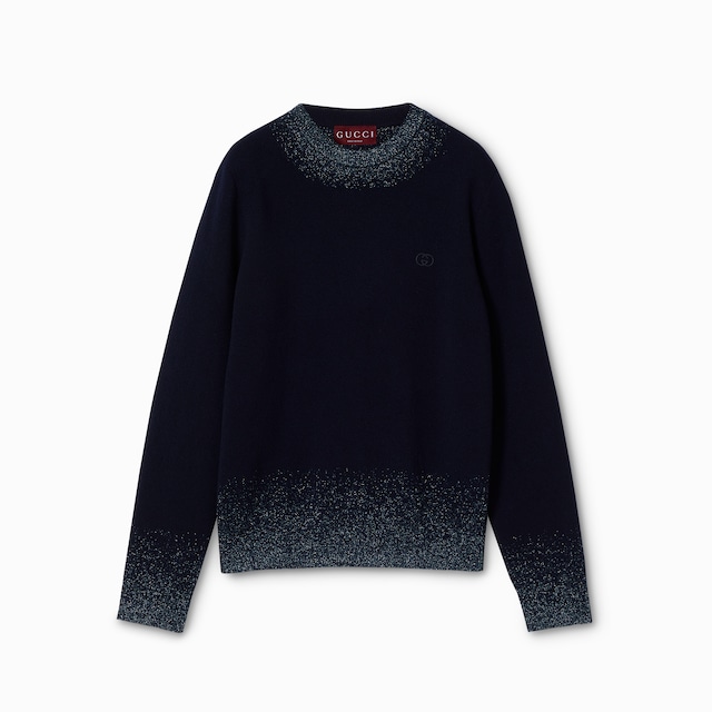 Knit wool sweater with embroidery