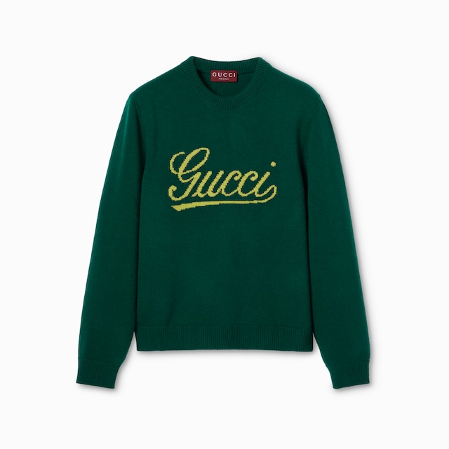 Knit wool sweater with intarsia