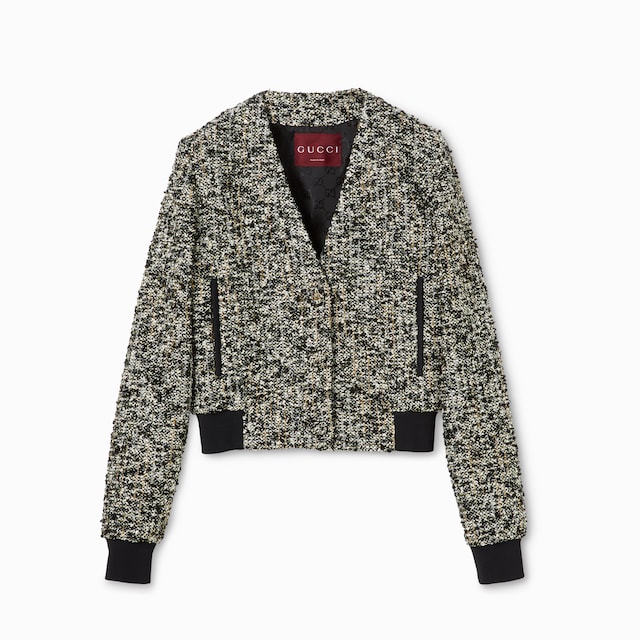 Laminated wool bouclé fabric jacket