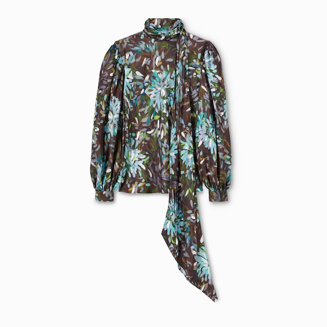Printed silk twill shirt
