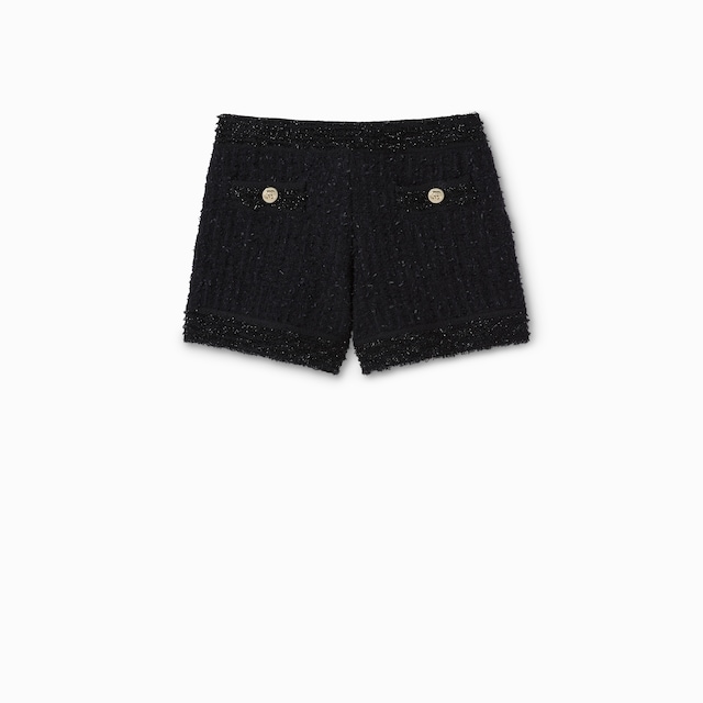 Wool lamé bouclé shorts