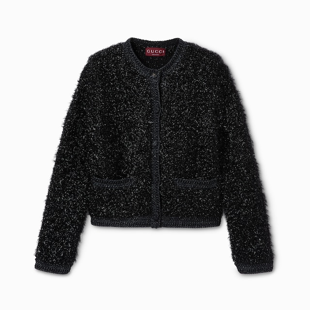 Shiny chunky wool cardigan