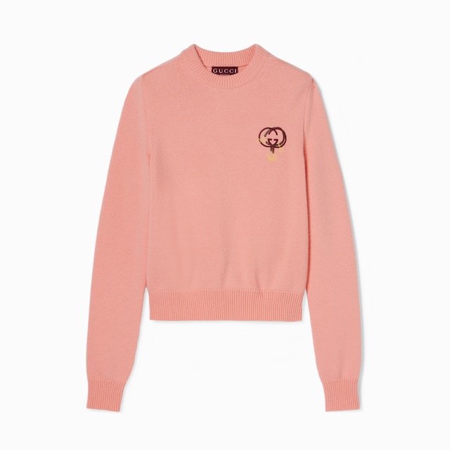 Wool cashmere sweatshirt with embroidery