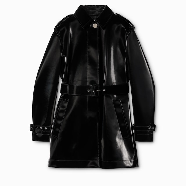 Trenchcoat aus Leder mit Samteffekt