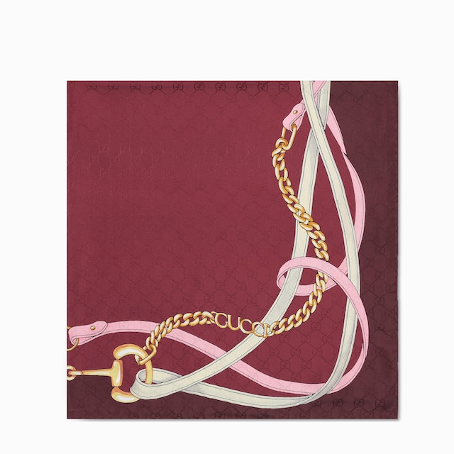 Printed GG silk jacquard carré