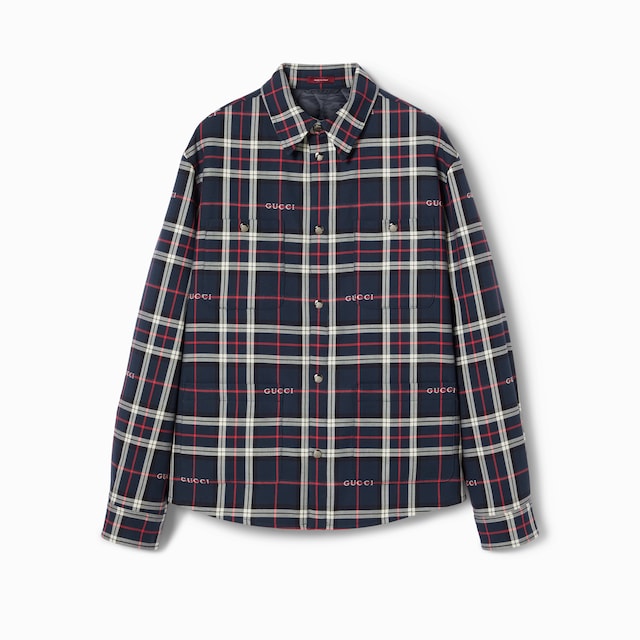 Tartan cotton jacquard padded shirt