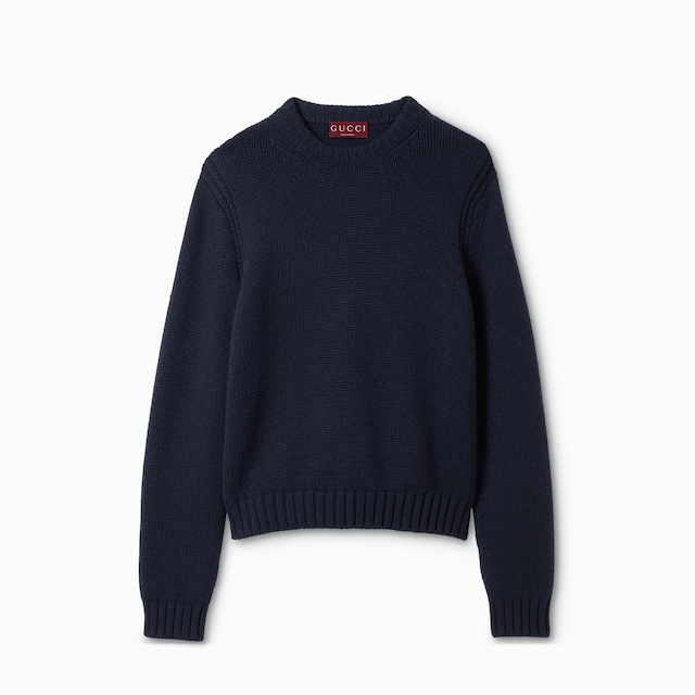 Knit cashmere sweater with embroidery