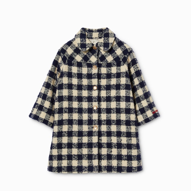 Children's gingham wool coat