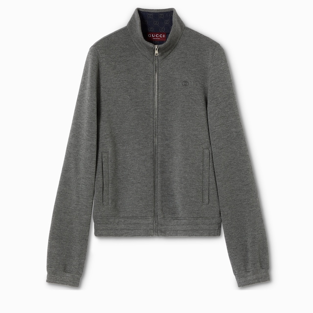 Double jersey jacquard zip jacket