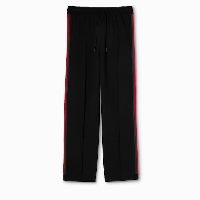 Knit wool silk leisure pants with Web