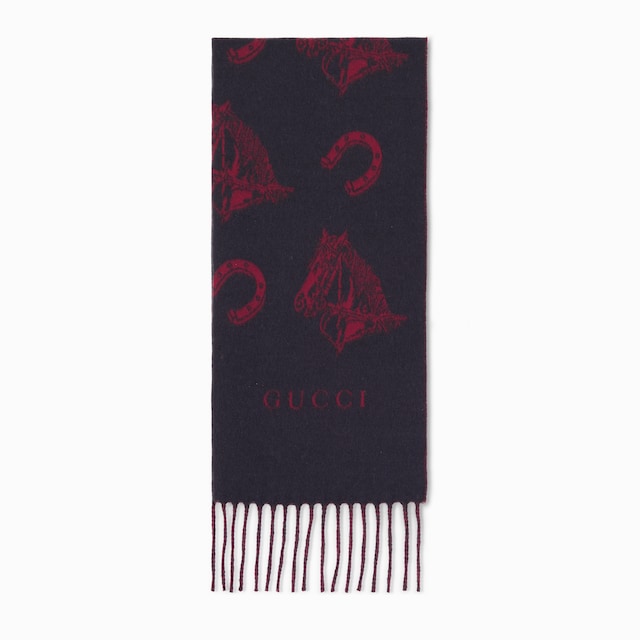 Bufanda de jacquard ecuestre de lana y seda