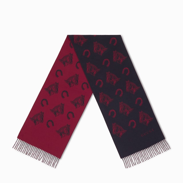 Bufanda de jacquard ecuestre de lana y seda