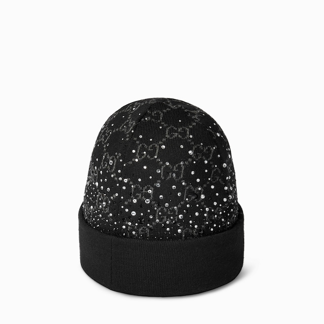 GG wool beanie hat with crystals