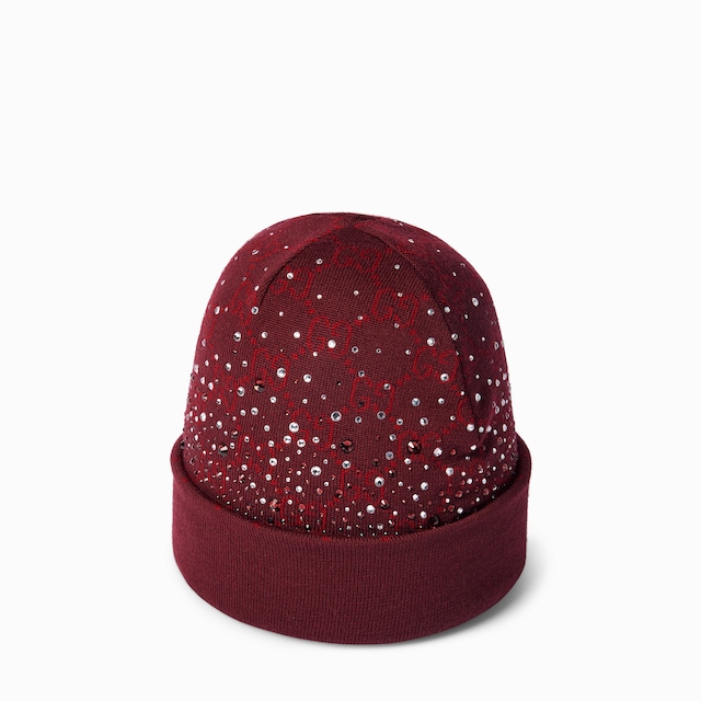 Bonnet en laine GG avec cristaux
