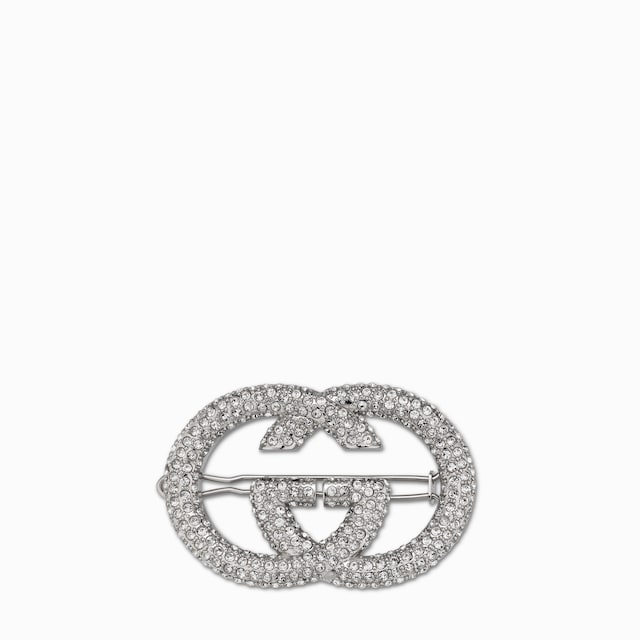 Interlocking G hair clip with crystals