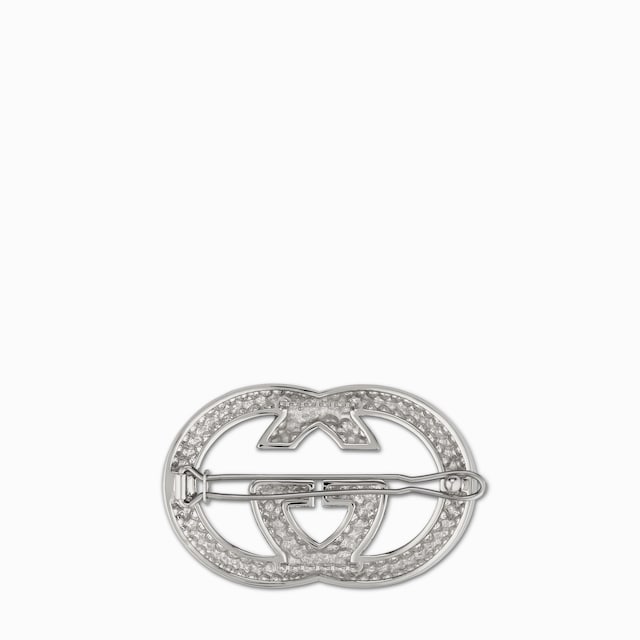 Interlocking G hair clip with crystals