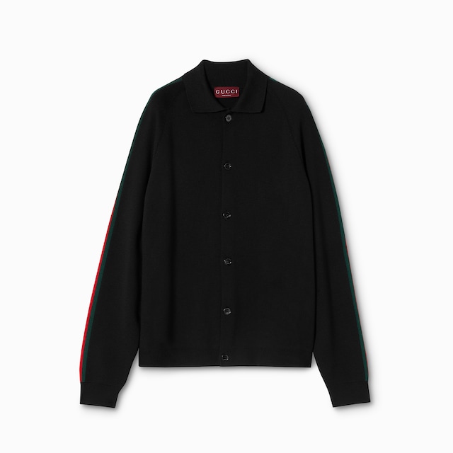 Knit wool silk cardigan with Web